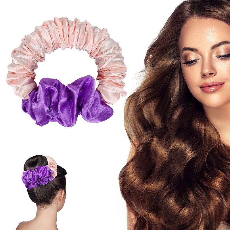 Photo 1 of Heatless Hair Curler, Soft Heatless Curling Rod Headband for Long hair, No Heat Curlers You Can to Sleep in Overnight, No Heat Ponytail Headband Lazy Scrunchie Rollers (Purple Pink)
