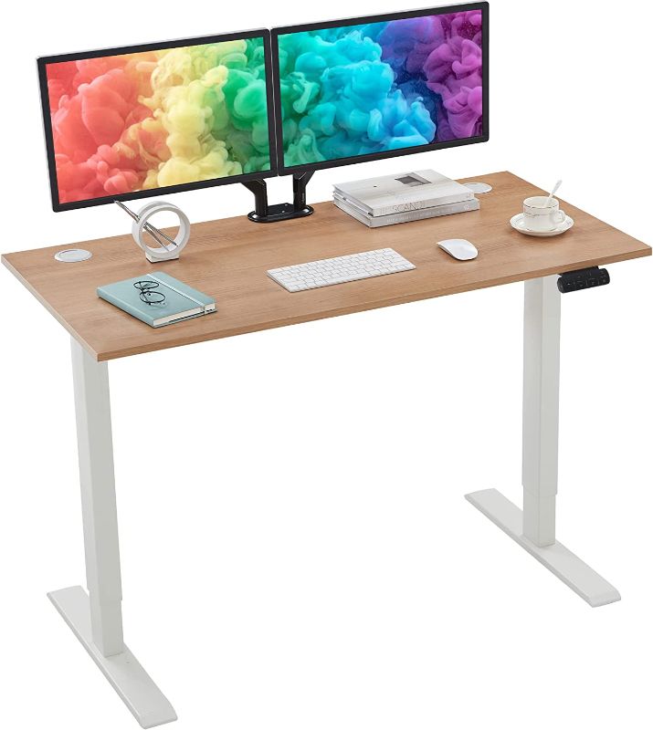 Photo 1 of Sunon Smart Advanced Standing Desk, Dual Motor Electric Adjustable Height Desk for Home Office, Sit to Stand Desk Laptop Computer Writing Office Desks &...-------there are some damage at the corners and missing parts 
