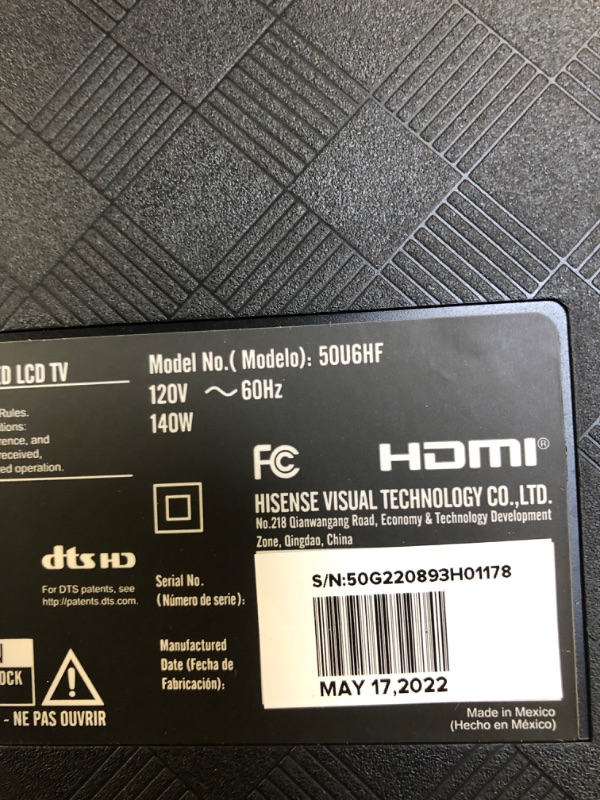 Photo 6 of Hisense 50-inch ULED U6 Series Quantum Dot QLED 4K UHD Smart Fire TV (50U6HF, 2022 Model) 50-Inch Fire TV