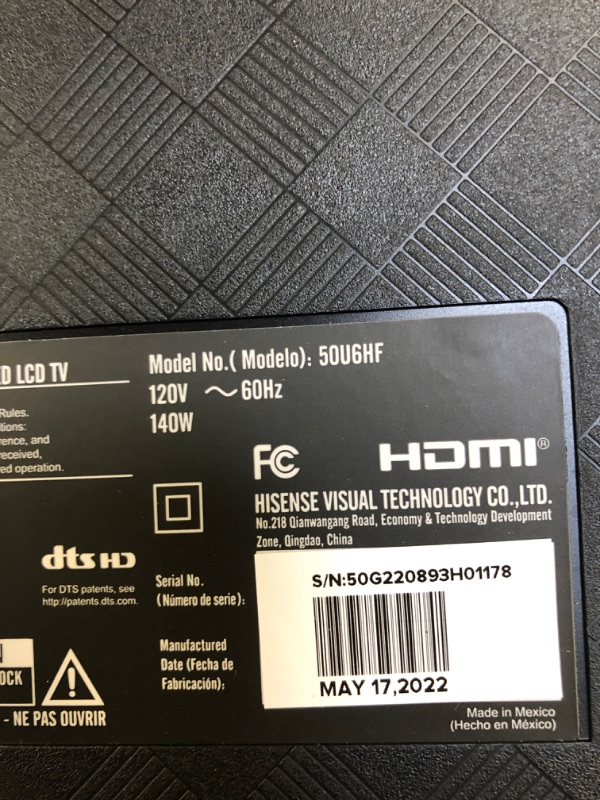 Photo 1 of Hisense 50-inch ULED U6 Series Quantum Dot QLED 4K UHD Smart Fire TV (50U6HF, 2022 Model) 50-Inch Fire TV