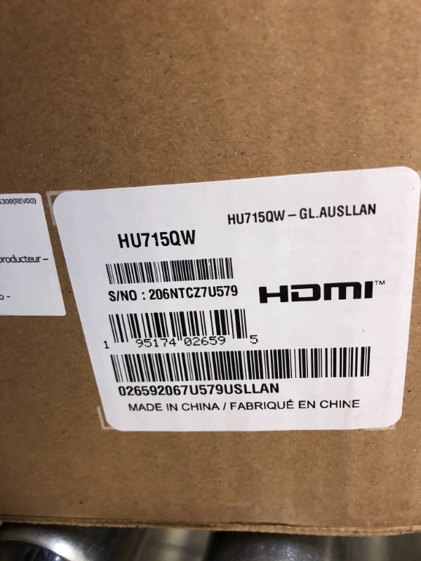 Photo 1 of LG CineBeam UHD 4K Projector HU715QW - DLP Ultra Short Throw Laser Smart Home Theater Projector, White ( new but box has been opened ) 