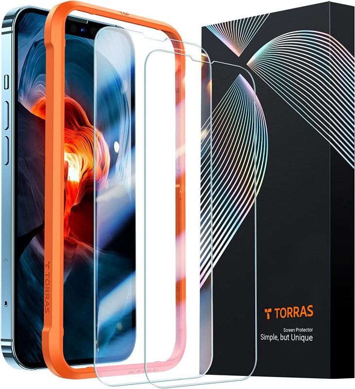 Photo 1 of TORRAS for iPhone 14, iPhone 13/13 Pro Screen Protector [HD Clear] Shatterproof Full Coverage Anti-Fingerprint Tempered Glass Screen Protector for iPhone 14, 13, 13 Pro, 2-Pack