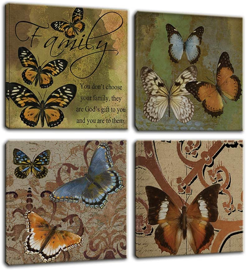 Photo 1 of Artsbay Butterfly Canvas Wall Art Butterfly with Inspirational Quotes Animal Picture Painting Modern Artwork for Home Bedroom Office Living Room
