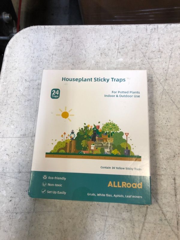 Photo 1 of ALLRoad 24 Pcs Yellow Sticky Fruit Fly and Gnat Trap Disposable Glue Bug Catcher for Indoor Outdoor Kitchen Use
