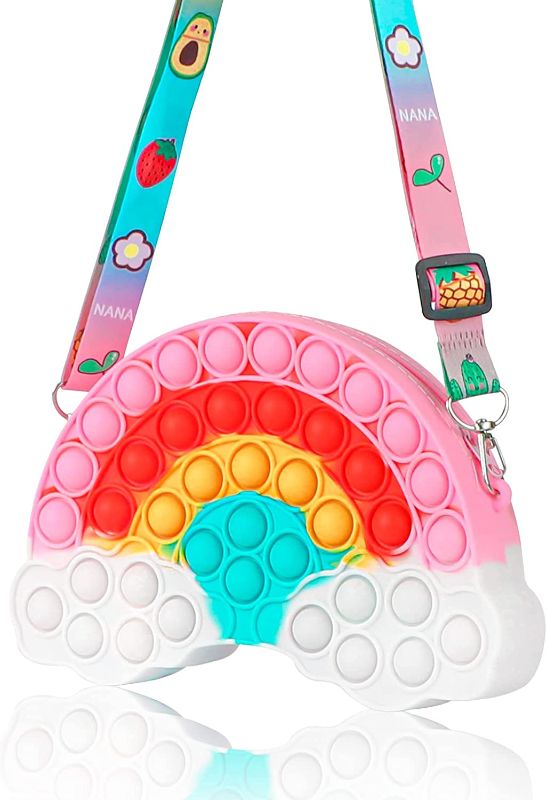 Photo 1 of Glightor Pop Purse Fidget Toy for Girls,Popit Purse Rainbow Birthday Party Gift Supplies,Pop Sensory Fidget Shoulder Bag for Kids Children's Day Gift (Green)
