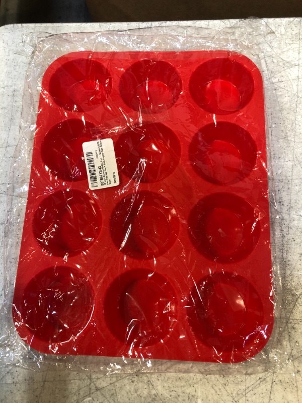 Photo 2 of 12 Cups Silicone Muffin Pan - Nonstick BPA Free Cupcake Pan 1 Pack Regular Size Silicone Mold
