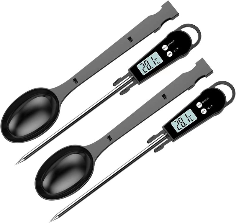 Photo 1 of YOUDU Digital Meat Thermometers: Cooking Waterproof Instant Read Food Thermometer Temperature with Digital LCD Display with Spoon for Meat Frying Baking Kitchen Outdoor Cooking Grilling & BBQ