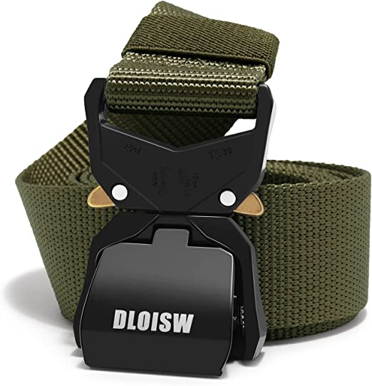 Photo 1 of DLOISW Tactical belt, Military Hiking Nylon Work Belt, Metal Heavy Quick Release Buckle Outdoor Men's Belt
