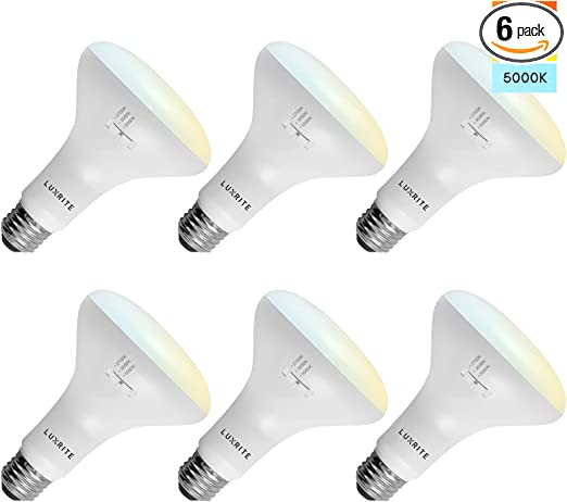 Photo 1 of 6-Pack BR30 LED Bulb, Luxrite, 65W Equivalent, 3 Colors 2700K | 3000K | 5000K, Dimmable, 850 Lumens, LED Flood Light Bulbs, 10W, Damp Rated, Indoor/Outdoor - Living Room, Kitchen, and Recessed