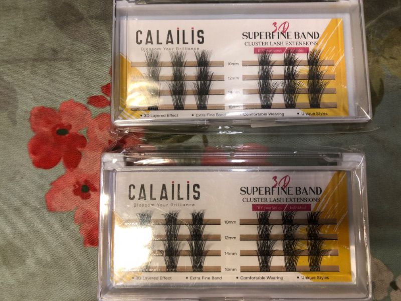 Photo 3 of 2 Packs---Lash Clusters,CALAILIS Cluster Lashes Individual Lashes Superfine Brand Natural Look Reusable DIY Eyelash Extension 0.07mm 24Pcs Eyelash Clusters(Style3 MIX Black Brand