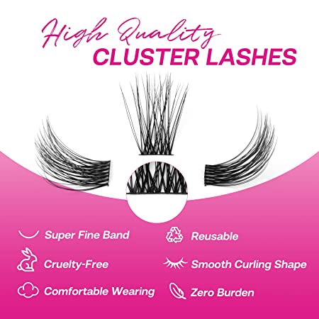 Photo 2 of 2 Packs---Lash Clusters,CALAILIS Cluster Lashes Individual Lashes Superfine Brand Natural Look Reusable DIY Eyelash Extension 0.07mm 24Pcs Eyelash Clusters(Style3 MIX Black Brand