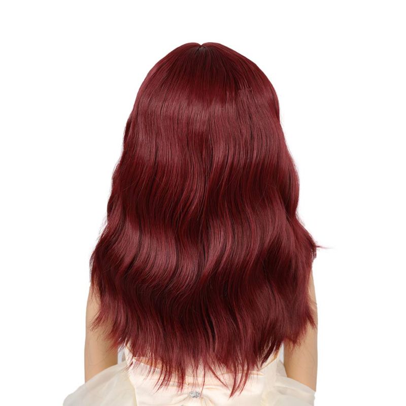 Photo 2 of DUDUWIG Short Curly Wine Red Wig with BangsSynthetic Cosplay Hair Wig for kids Children (Wine Red)