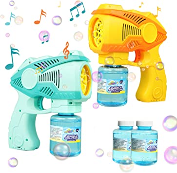 Photo 1 of 2 Bubble Guns for Kids, Bubble Machine with 2 Bubble Solution for Toddlers, Musical Bubble Blower Summer Toys for Party Favors, Outdoor Activity and Birthday Gift-721-- Factory Seal