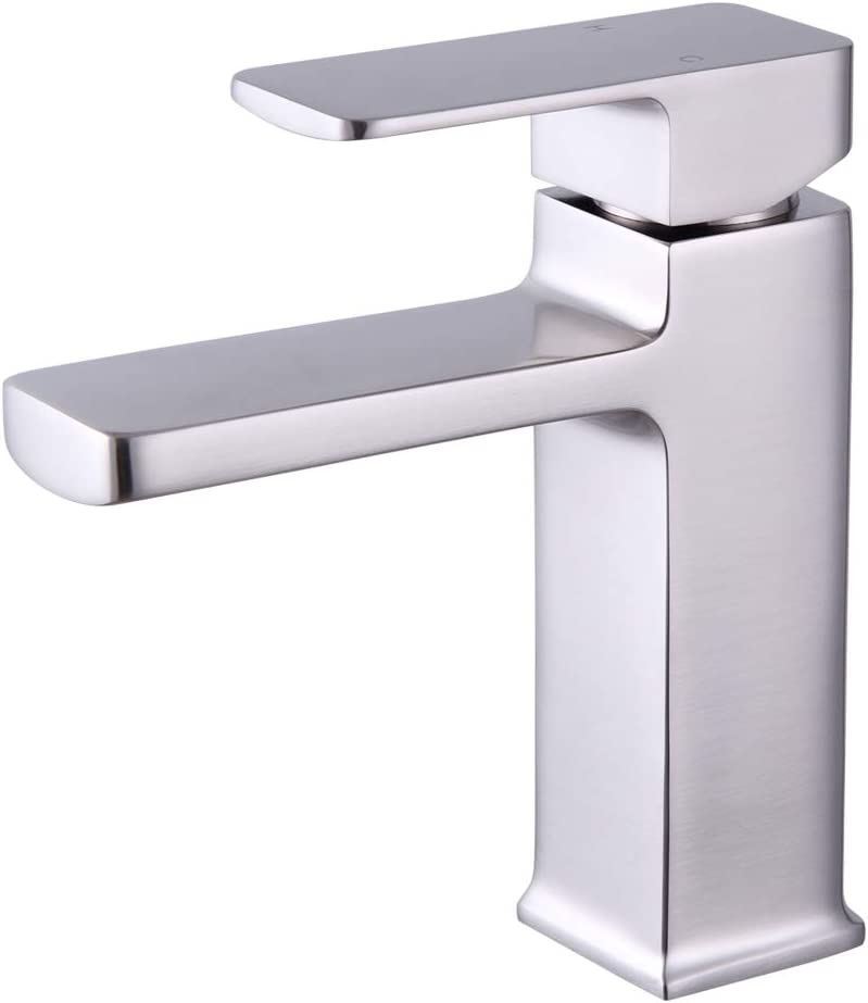 Photo 1 of kimzcn Low Lead Copper Gravity Casting Shell Bathroom Basin Faucet Single Handle One Hole Sink Faucet with cUPC Water Supply Lines Mixer Taps Vanity Sink Faucet Brushed Nickel D580041BN
