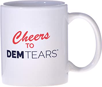 Photo 1 of CHEERS TO DEMTEARS! Coffee Cup for Men and Women – 11 oz Patriotic Liberal Tears Mug With Large C-Grip Handle – Sturdy Microwave-Safe Glazed Ceramic With Fade-Resistant Ink.