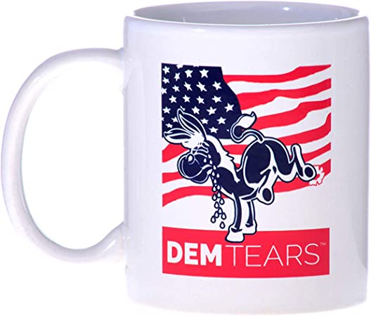 Photo 2 of CHEERS TO DEMTEARS! Coffee Cup for Men and Women – 11 oz Patriotic Liberal Tears Mug With Large C-Grip Handle – Sturdy Microwave-Safe Glazed Ceramic With Fade-Resistant Ink.