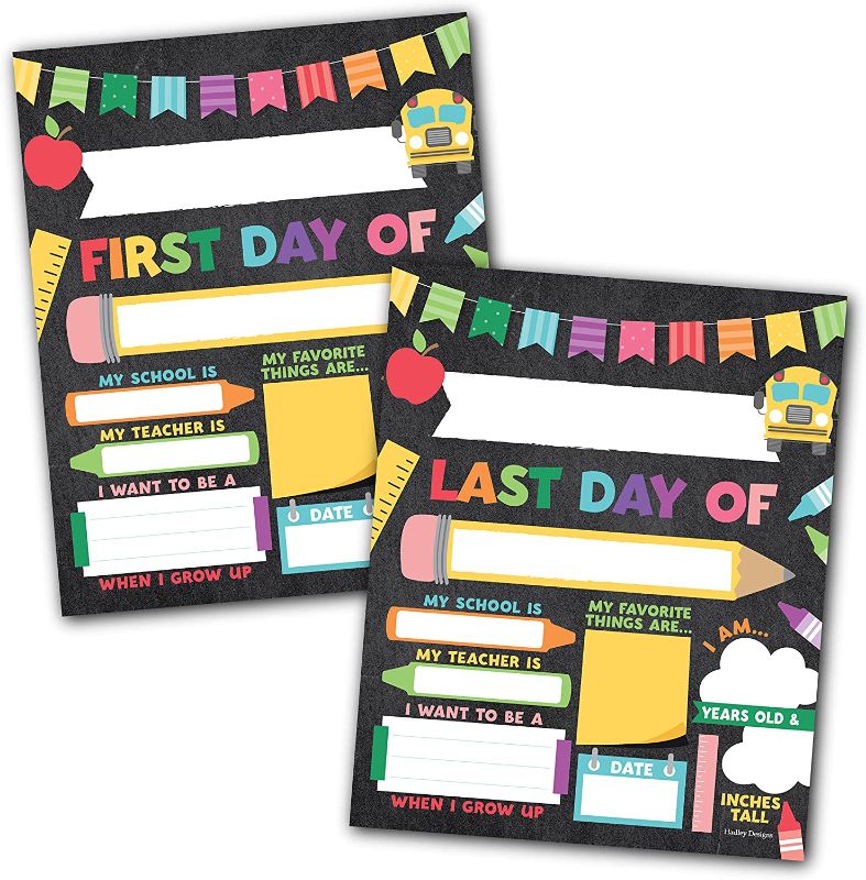 Photo 1 of 10 Cardstock Colorful Back to School Signs First and Last Day of School Signs for Kids First Day of School Board - 1st Day of School Chalkboard Sign First Day of School, Back to School Board Sign
