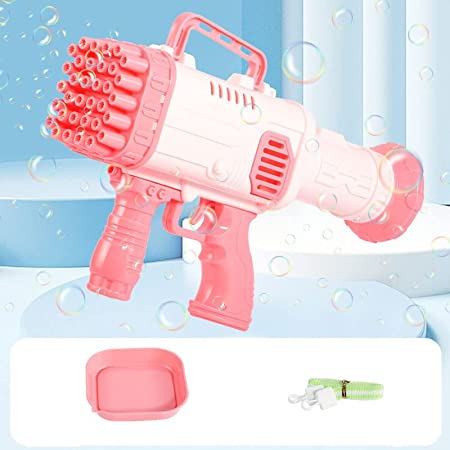 Photo 1 of Detigsia Bazooka Bubble Gun Machine with 34-Hole, 5000+ Bubbles Per Min|Big Rocket Bubble Blowers Maker for Party, Outdoor Toys for Kids Ages 4-8, Gifts for 3 5 6 7 Year Old Boys Girls Adults (Pink) FCATORY 
