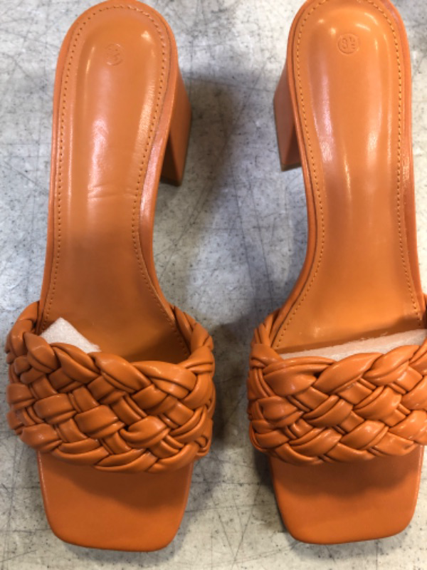 Photo 1 of Govdaeor Womens Square Open Toe Braided Strap Chunky Block Heels Sandal Ladies Summer Slip-on Casual Mid-Heel Slippers  SIZE 10
