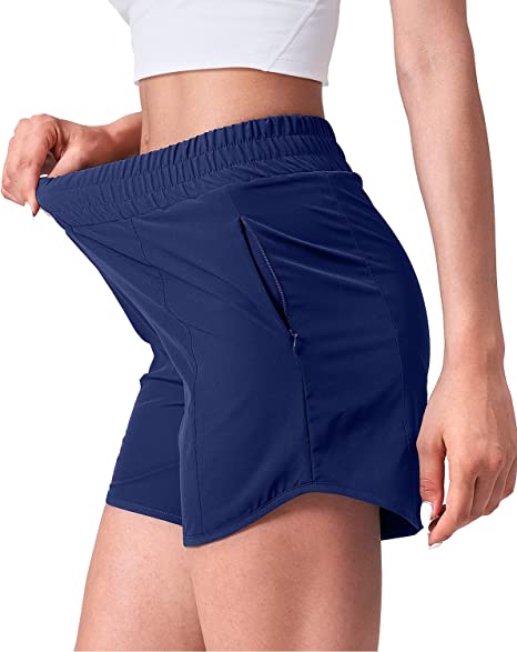 Photo 1 of  Women's Running Shorts Quick Dry Workout Shorts with Phone Pocket Elastic Waist Athletic Sport Gym Shorts 5"  SIZE XS 
