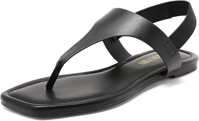 Photo 1 of DREAM PAIRS Women’s Sandals Summer Casual Dressy Cute Comfortable Square Toe Thong T-Strap Elastic Flat Sandals***SIZE 5