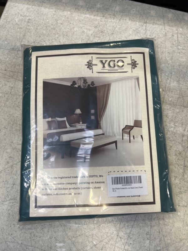 Photo 2 of YGO Sheer Teal Curtains 63 Inches Long for Bedroom - Ring Top Sheer Voile Gauzy Light Filtering Curtains Drapes for Living Room, 2 Panels, Teal Green, 54 Inch x 63 Inch