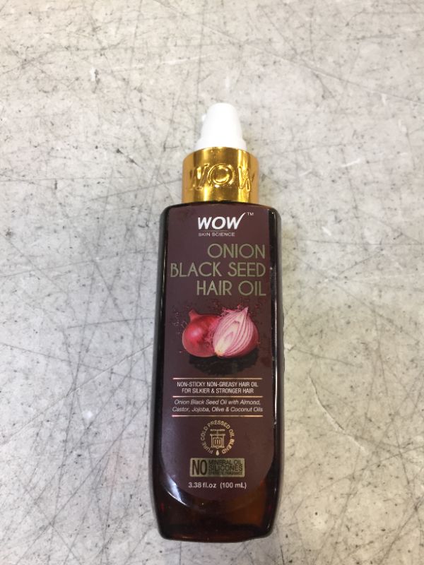 Photo 2 of WOW Skin Science Onion Black Seed Hair Oil for Dry Damaged Hair & Growth - Hair Growth Oil - Hair Treatment with Almond, Castor, Olive, Coconut & Jojoba Oil 3.4 Fl Oz (Pack of 1), Clear
exp 06/2023
