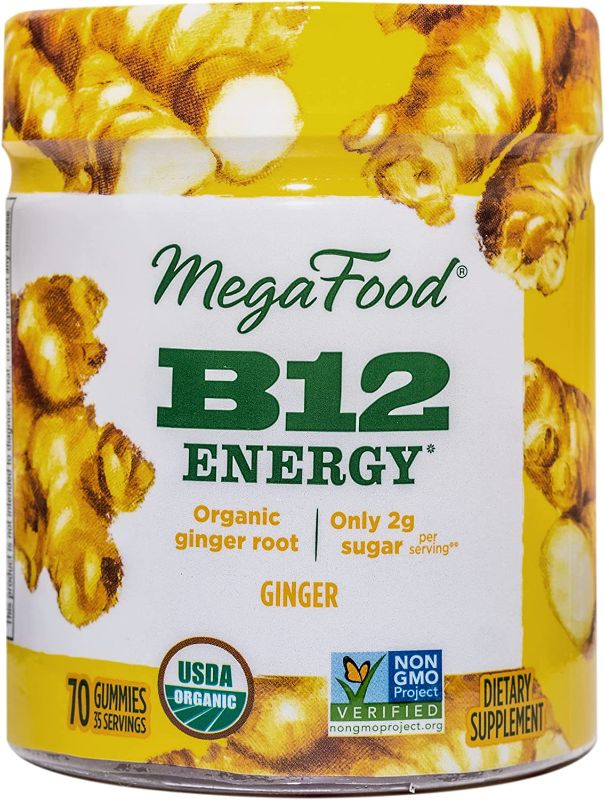 Photo 1 of ?MegaFood B12 Energy - Vitamin B12 Gummy for Cellular Energy Support - Vegan, Gluten-Free, Non-GMO - Ginger - 70 Gummies (35 Servings)
exp 10/2023