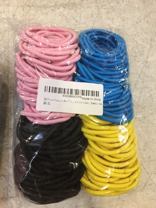 Photo 1 of 200 Pieces Elastics Hair Ties, Colorful Ponytail Holders Hair Bands 4CM Hair Accessories for Medium to Thick Hair, Curly Hair, Women or Men
