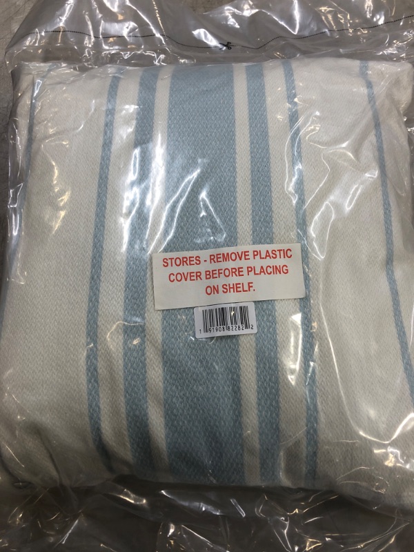 Photo 1 of 18" X 18" Variegated Stripe Indoor/Outdoor Square Throw Pillow /Cream - Hearth & Hand™ with Magnolia
