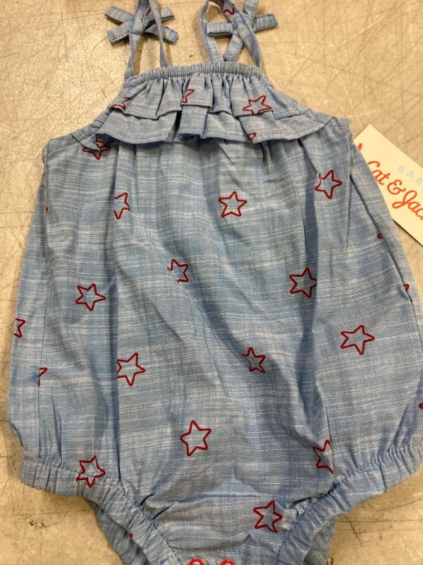 Photo 2 of Baby Girls' Star Chambray Romper - Cat & Jack™-SIZE 0-3M
