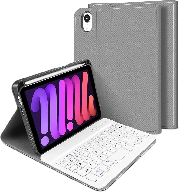 Photo 1 of  iPad Mini 6 Keyboard Case 2021 8.3 Inch - Detachable Wireless Bluetooth Keyboard Slim Leather Smart Cover with Pencil Holder for New iPad Mini 6th Generation 2021 8.3"

