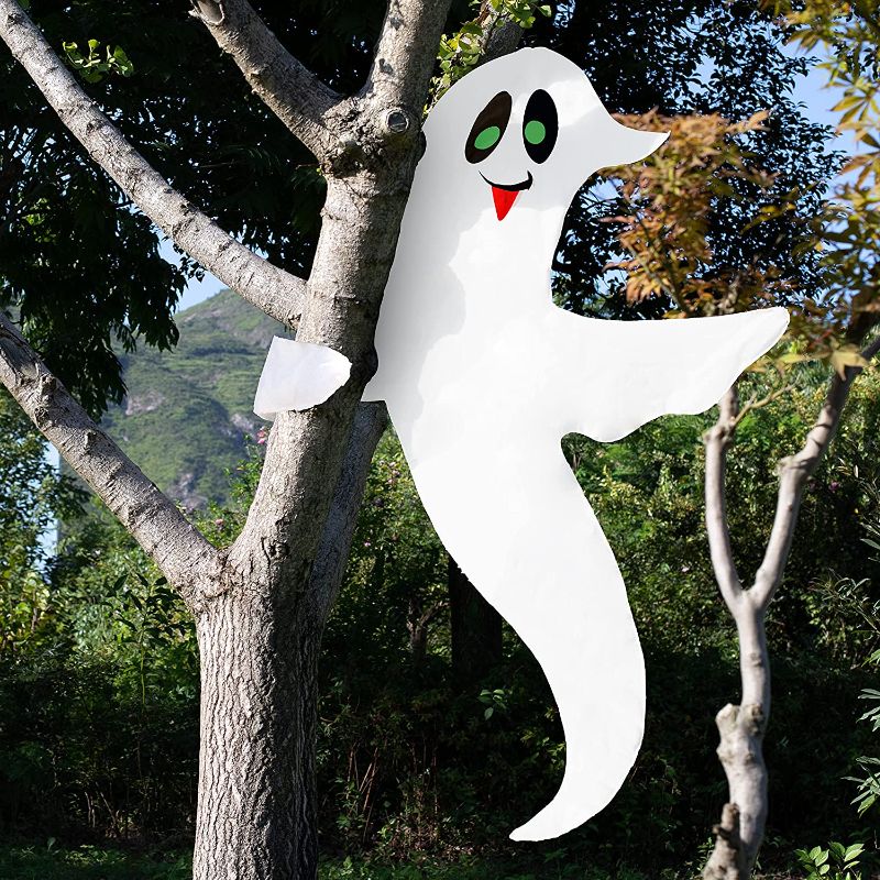 Photo 1 of 47.6’’ Halloween Tree Wrap Ghost Decoration for Halloween Outdoor, Lawn, Tree Decor, Ghost Party Supplies
