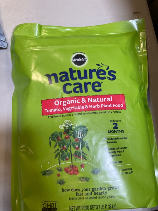 Photo 2 of 1 Miracle Gro 3 Lb Nature's Care Organic Natural Tomato Veggie Herb Plant Food

