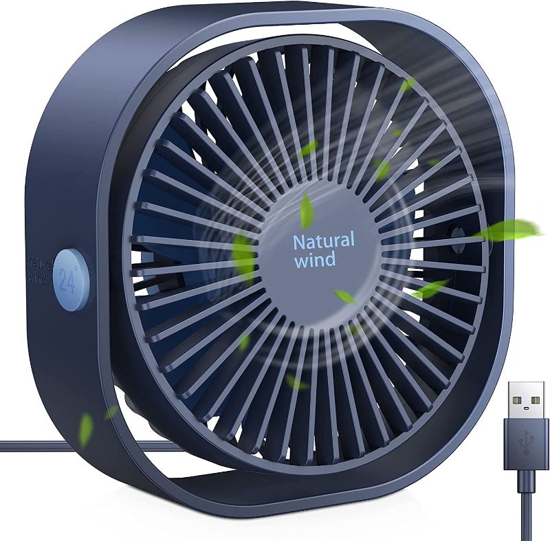 Photo 1 of Usb Fan Small Personal USB Desk Fan,3 Speeds Portable Desktop Table Cooling Fan Powered by USB,Strong Wind,Quiet Operation,for Home Office Car Outdoor Travel BLUE -- FACTORY SEALED --
