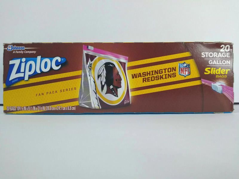 Photo 1 of  Washington Redskins Nfl Logo Ziploc Gallon 20 Storage Slider Bags