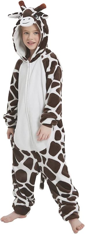 Photo 1 of ACOGNA Giraffe Onesie Kids Animal Costume for Girls Plush One Piece Pajamas Halloween Cosplay Teen Sleepwear  SIZE 8-9 YEARS OLD --
