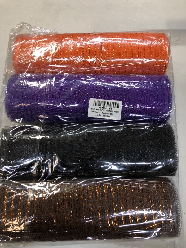 Photo 2 of 4 Rolls Halloween Mesh Ribbon for Wreaths 10 inch x 30 feet Each Roll, Halloween Poly Mesh Halloween Deco Mesh Ribbon Halloween Decoration DIY Crafts Making Supplies