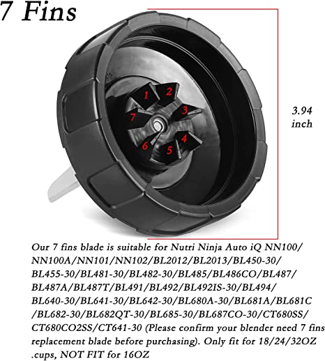 Photo 2 of 24 oz Cups Compatible with Nutri Ninja Auto IQ Series Blender, Pro Replacement Parts 7 Fins Extractor Blade, Compatible for BL450-30, BL456-30, BL481-30, BL482-30, BL487, NN100 etc ONLY 1 CUP AND 1 BLADE 