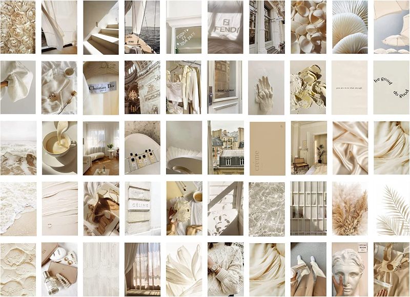 Photo 1 of 50 Piece Wall Collage Kit, Nude and Natural Aesthetic Bedroom Decor and Girl Dorm Room, 4x6" Art Prints for Collage Wall, Chic Boho Designer Photos
