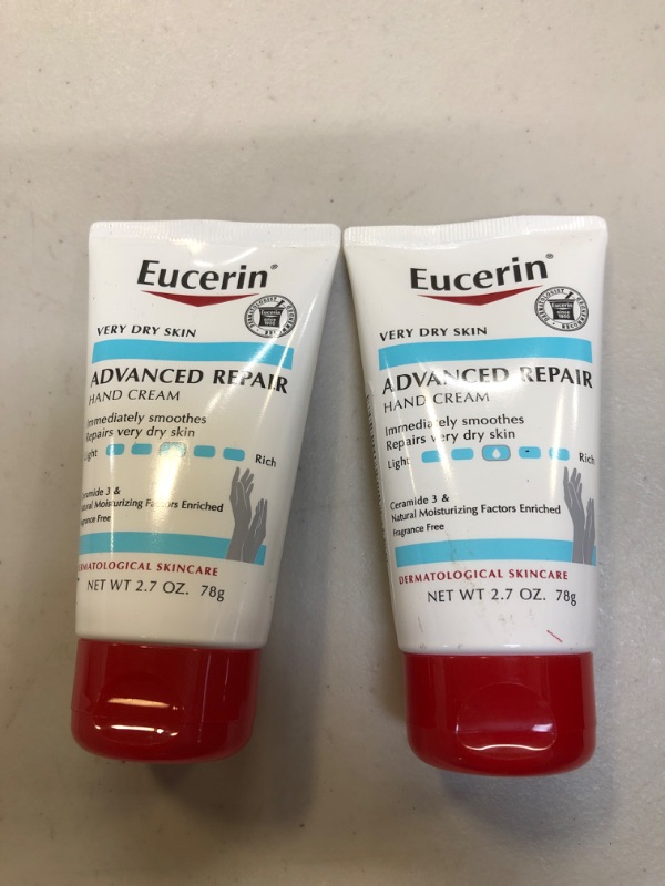 Photo 1 of Eucerin Advanced Repair Hand Cream - Pack of 2, Fragrance Free, Hand Lotion for Very Dry Skin - 2.7 oz Tubes
