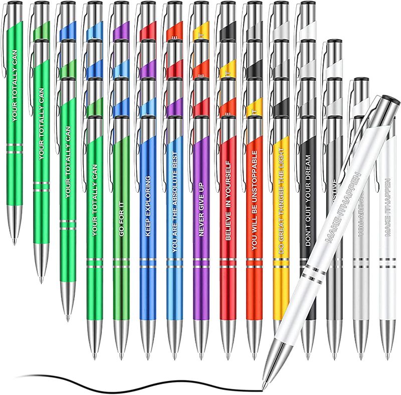 Photo 1 of 48 PCS Funny Ballpoint Pens office supplies unique pens Motivational Quote Pens Coated Metal Encouraging Pens Comfortable Writing Pens office pens 12 kinds of style
