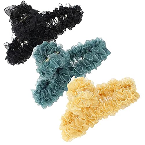 Photo 1 of HIGHGO 3 Color Large Hair Claw Clips,4.3 Inch Nonslip Large Claw Clip,Strong Hold Hair Clips Design Fashion Hair Accessories for Women Girls (Black-Green-Yellow)
