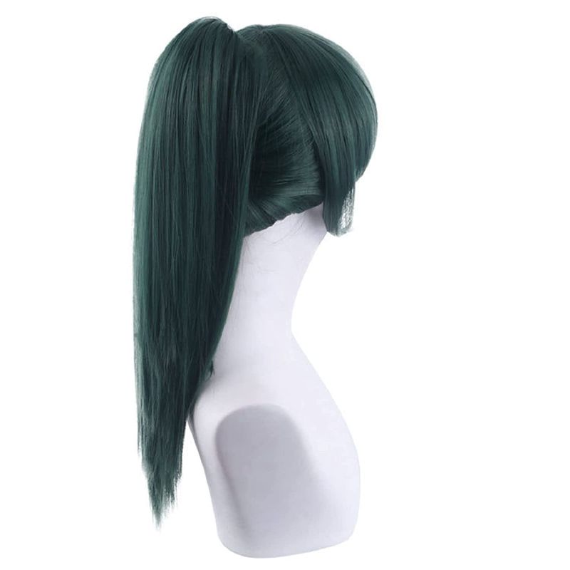 Photo 1 of JoneTing Dark Green Wig Cosplay for Women Long Straight Ponytail Wigs with Bangs Synthetic Hair Wigs for Halloween Peluca Verde Oscuro for Girls Costume(+Wig Cap)
