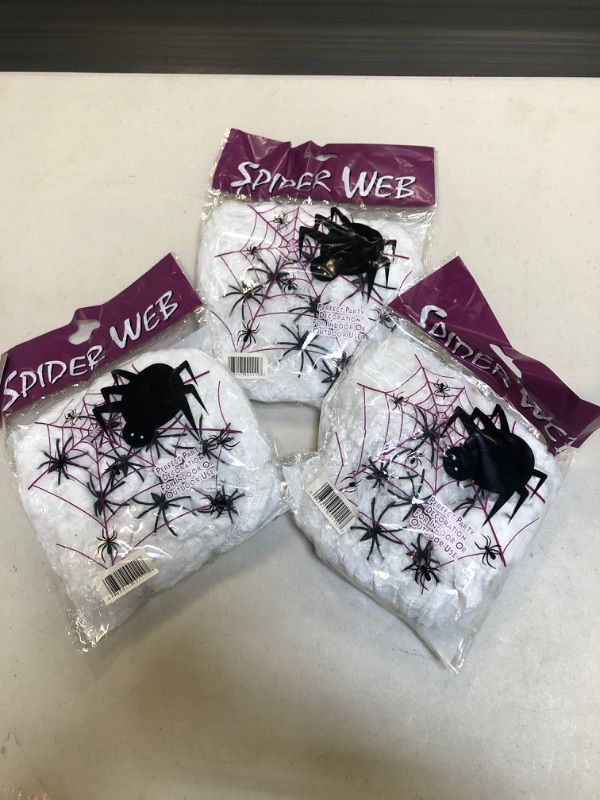 Photo 2 of 3 COUNT, Spider Web, 200 Square Ft, Halloween Decorations, Spider Webs (200 Square Feet) (Packaging Artwork May Vary) Can Be Used as Fake Snow for Indoor Chris
