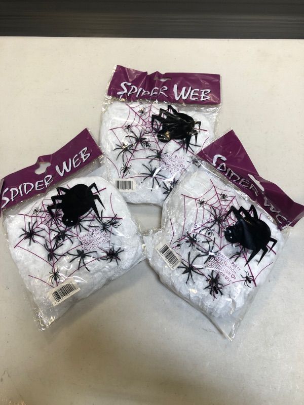 Photo 2 of 3 COUNT, Spider Web, 200 Square Ft, Halloween Decorations, Spider Webs (200 Square Feet) (Packaging Artwork May Vary) Can Be Used as Fake Snow for Indoor Chris