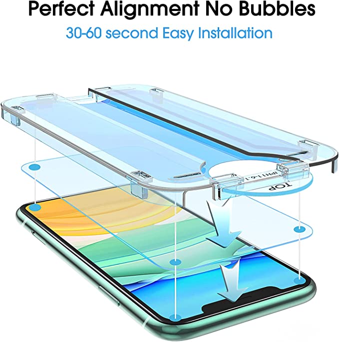 Photo 1 of  Glass Screen Protector for iPhone 11, iPhone XR (6.1") with Easy Installation Kit, 2 COUNT 
