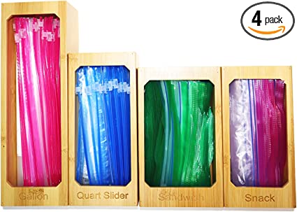 Photo 1 of Ziplock-Bag-Organizer, Ziplock-Organizer-for-Drawer With Removable Back, Zip-Lock-Bags-Assorted-Sizes-Organizer(4Pcs) Can Be Use Independently or Combined, Compatible With All Brands of Gallon, Sandwich,Snack, Quart Type Storage Bags.