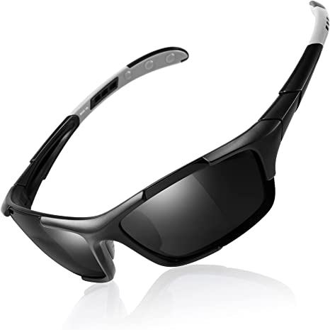 Photo 1 of JON&JONEY Polarized Sports Sunglasses Men's Riding Running Beach Volleyball Tennis TR Anti-UV Black Gray Water Silver
Color: Matte Black-Grey Temple

