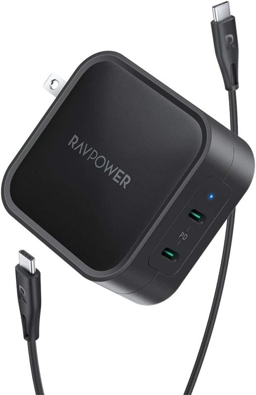 Photo 1 of RAVPower 90W 2-Port Wall Charger PD 3.0 GaN Type C Fast Charging Adapter
